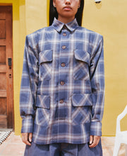 Load image into Gallery viewer, Navy Ombre Shoulder Padded Button Down