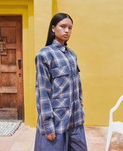 Load image into Gallery viewer, Navy Ombre Shoulder Padded Button Down