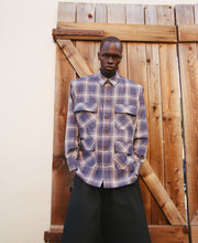 Load image into Gallery viewer, Navy Ombre Shoulder Padded Button Down