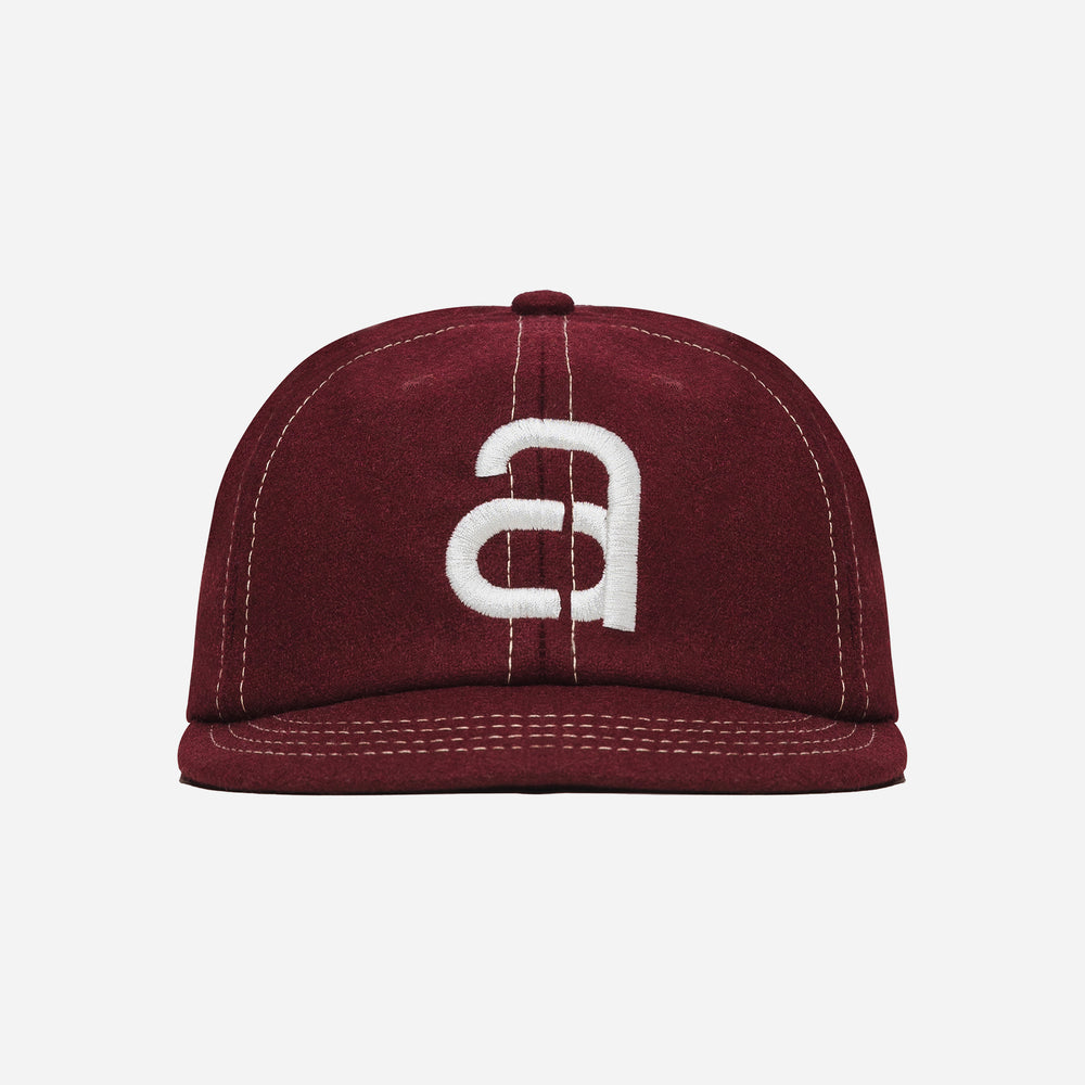 Maroon Wool Short Brim Cap
