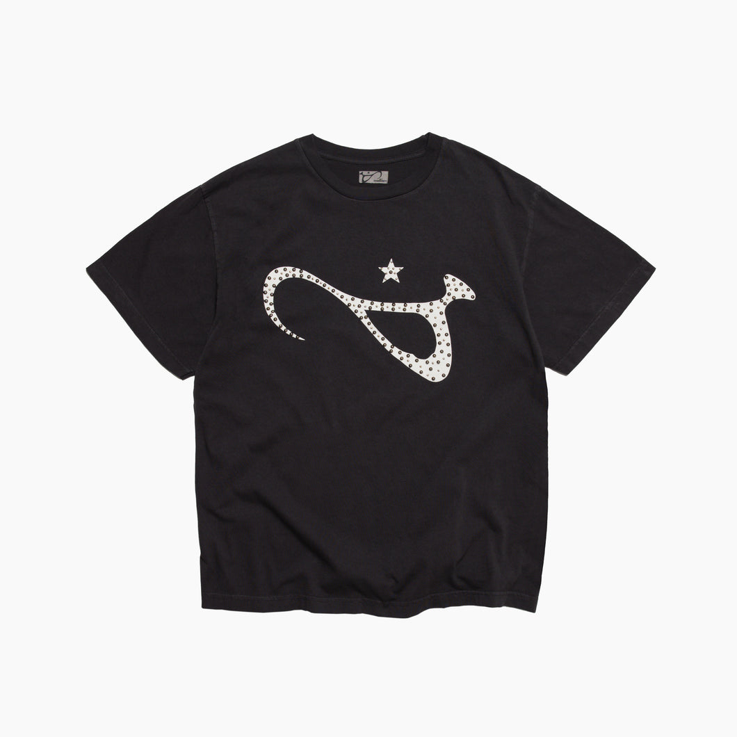 Reverse Hand Studded Script Tee