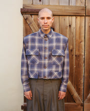 Load image into Gallery viewer, Navy Ombre Shoulder Padded Button Down

