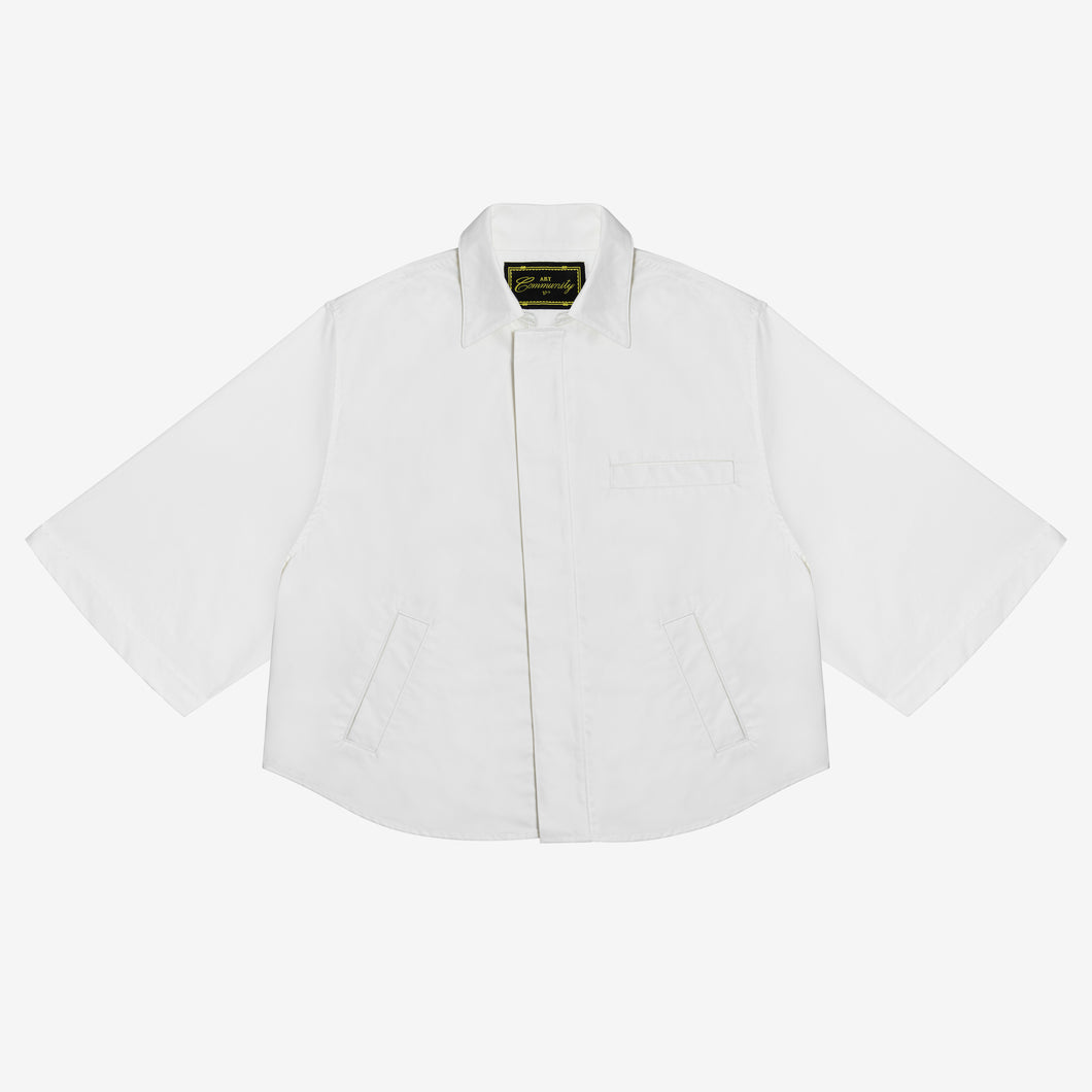 Natural Japanese Poplin 3/4 Button-Up
