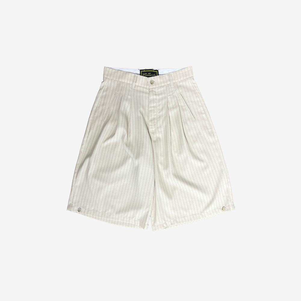 Cream Pinstripe Japanese Wool Diptych Jort