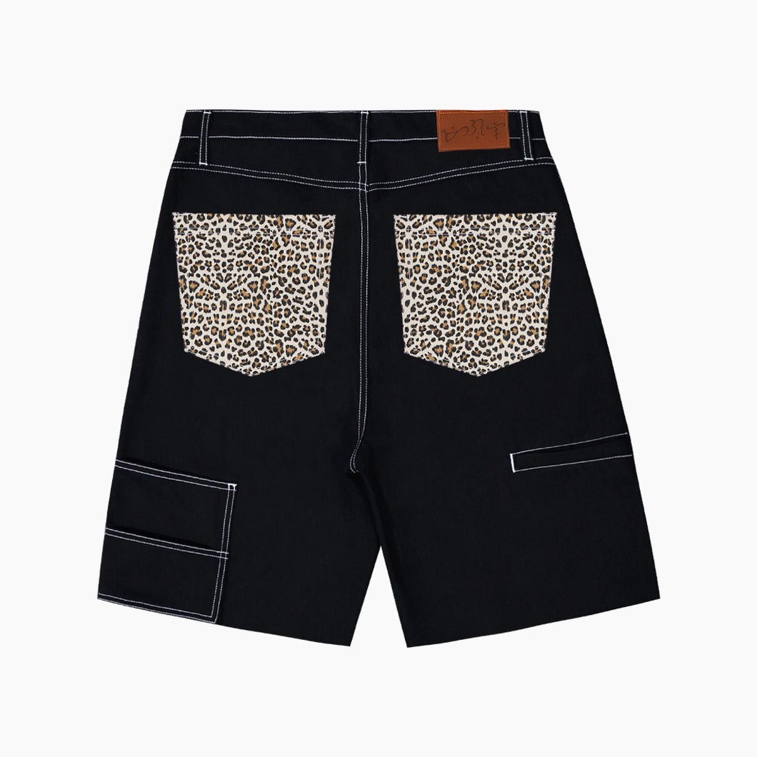 Art Denim Cheetah Shorts